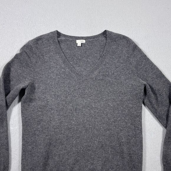 Halogen 100% Cashmere Sweater Women’s Small‎ V-Neck Heathered Gray - Picture 2 of 11